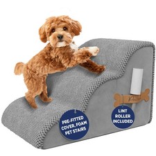 PAWZY Foam Pet Stairs for Small Dogs  Cats   3-Step Dog Ramp 15.5  