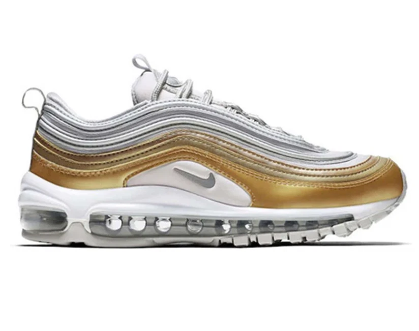 Nike® (Mujer 6) Air Max 97 en Gris Amplio Metálico Dorado Foto 3 de 4
