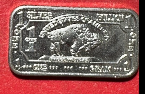 Vintage Buffalo SILVER .999 FINE SILVER Mini Bar! 1 Gram! Nice!