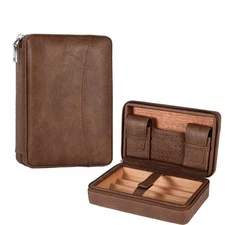 Galiner Travel Cigar Humidor Leather Case with Humidity Packs Bag Portable Ce...