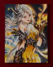 Fantasy Goddess Sketch Card 1/1 Hand-Drawn by Xue Ye Gold Theme Original Art