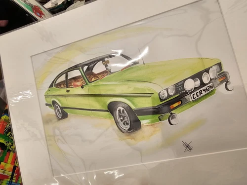 Ford Capri GHIA Green Del Boy Only Fools And Horses Art Picture Print Wall Art - Picture 2 of 3