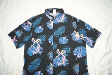 Dutch Bros Hawaiian Floral Shirt Men's Small Black Short Sleeve Button Down