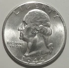 1944-D WASHINGTON QUARTER BU BRILLIANT UNCIRCULATED WITH LUSTER