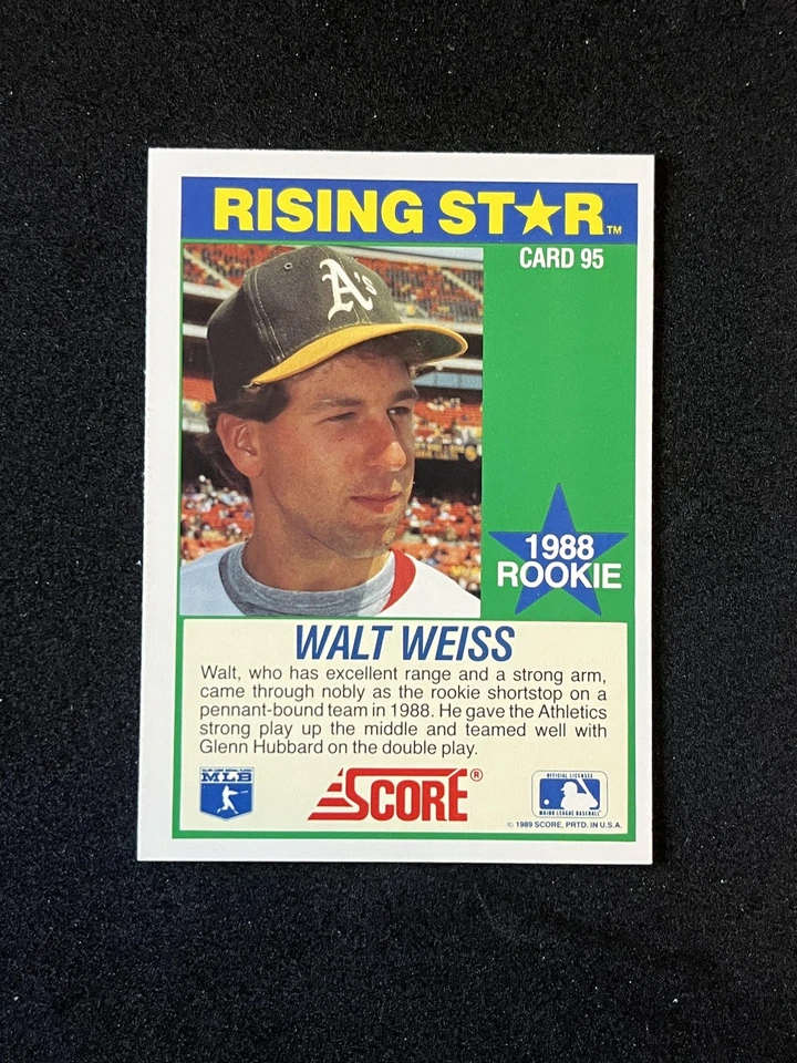 1989 Score Hottest 100 Rising Stars #95 Walt Weiss Baseball Card - Image 2 of 2