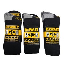 New Dewalt Heavyweight Cotton Blend Work Crew Boot Socks Black 6 Pack DXSC103