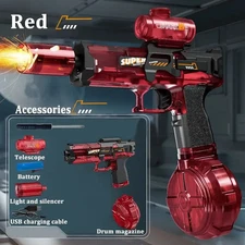Electric Water Gun for Adults Kids Automatic Squirt Gun Pistol Water Blaster RED