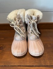 Girls Pink London Fog Collection Fuax Fur Warm Winter Outdoor Boots Size 4