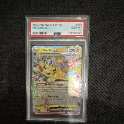 Pokémon Pikachu Ex Sv08 Surging Sparks 057/191 EX Holo Double Rare PSA 10 2024