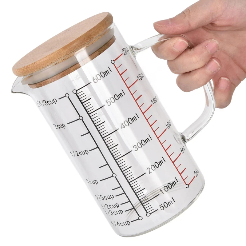 Tissting 600Ml Heat Resistant Glass Measuring Cup Clear Glass Drinking