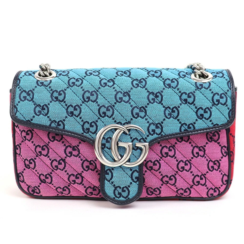 Gucci Gg Marmont Sac à Bandoulière Chaîne Suprême Toile Multicolore matelassé 2 Voies Croix