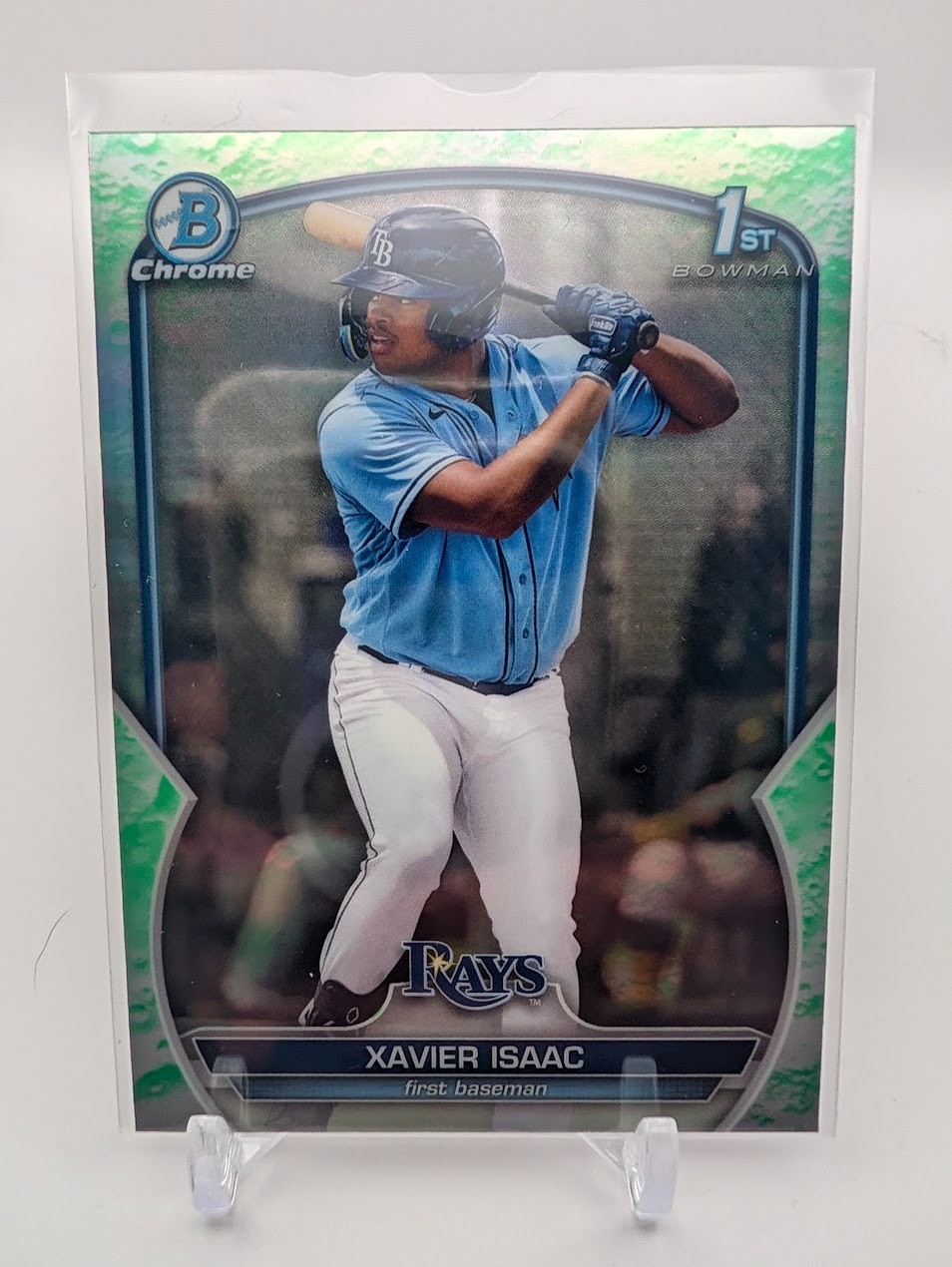 2023 Bowman Xavier Isaac 1st Chrome Prospect Lunar Glow Refractors Rays
