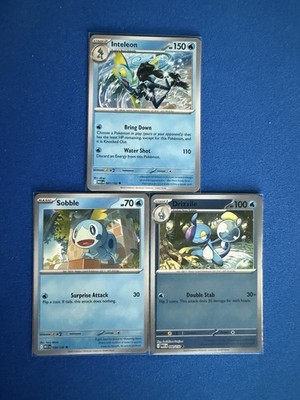 Inteleon+Drizzile RevHolo+Sobble Mega Evolutions 3-card mixed Pokemon lot - PWE