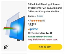 2-Pack Anti Blue Light Screen Protector for 23, 23.6, 23.8 and 24 Inches...