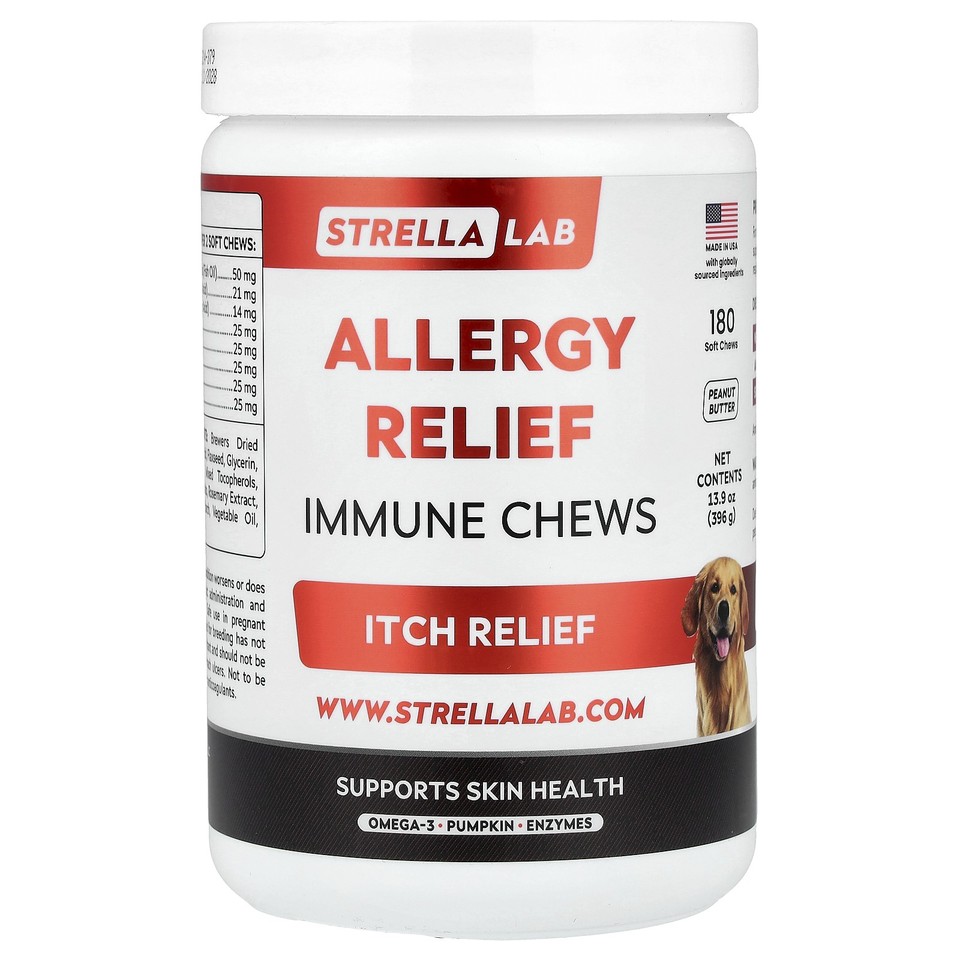 Allergy Relief, Immune Chews, For Dogs, Peanut Butter, 180 Soft Chews, 13.9 oz