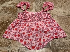 FREE PEOPLE NALA PINK FLORAL PRINT BABYDOLL TOP ( SIZE M ) PREOWNED