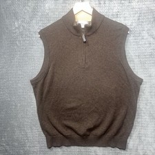 Daniel Cremieux Signature Collection Quarter Zip Vest Brown 100 SUPIMA Cotton