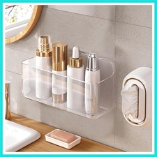 Acrylic Wall Mount Organizer - 5.1" D x 10.9" W x 6" H, Large Size Adhesive W...