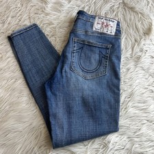 True Religion Halle High Rise Super Skinny Denim Blue Jeans Women  s Size 28