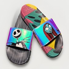 Disney Ground Up Nightmare Before Christmas Jack Sally Iridescent Slides Size 8