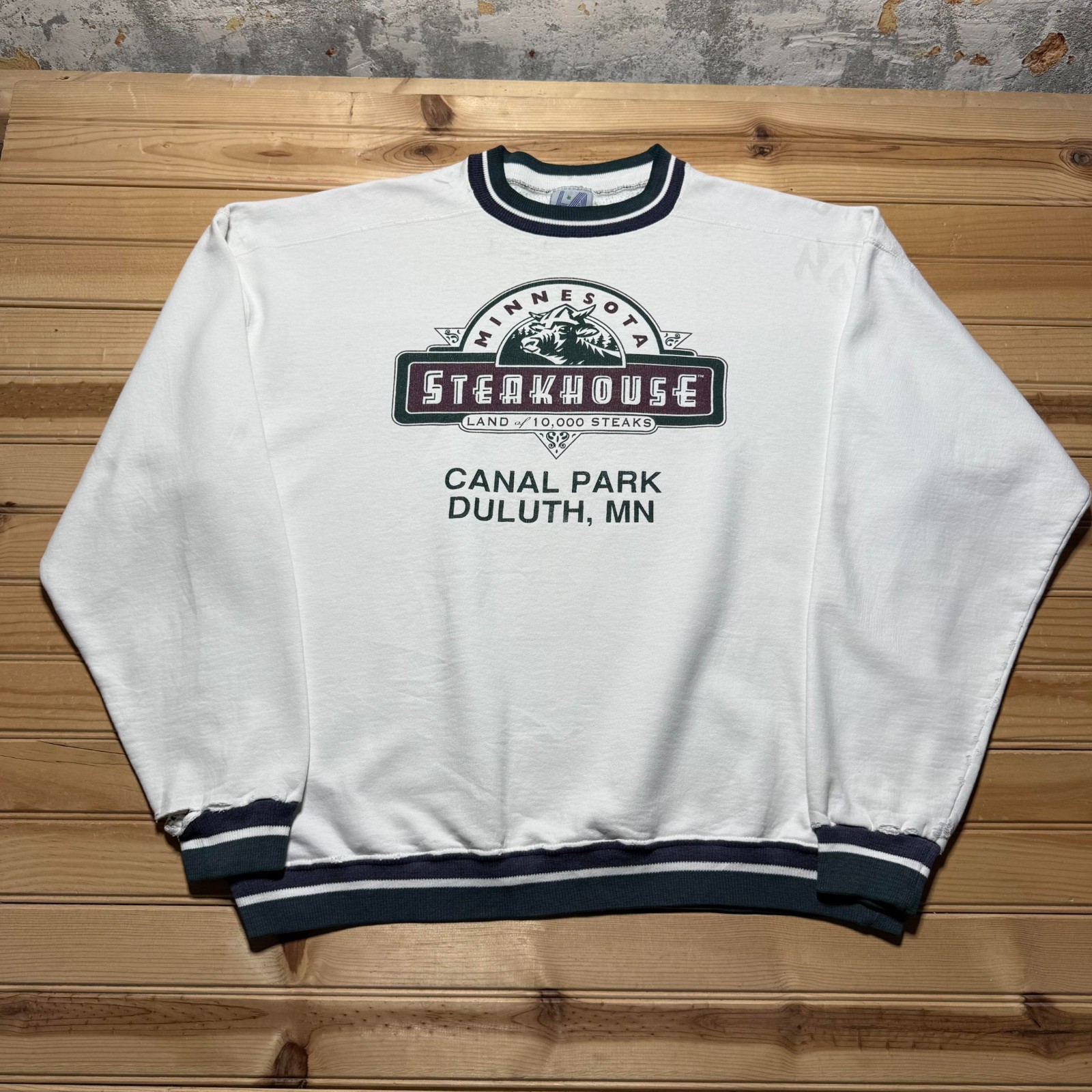 Vintage 90s Minnesota Steakhouse Canal Park Duluth Promo Crewneck Sweatshirt XL