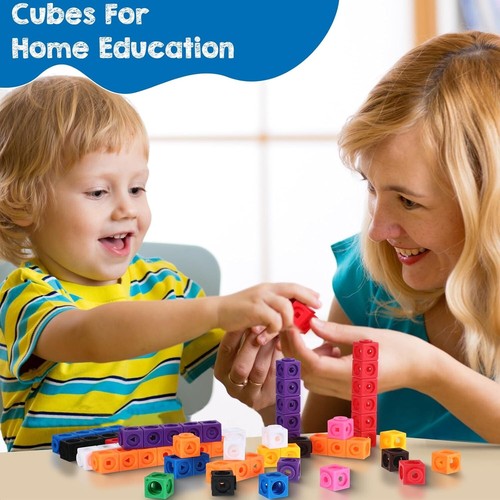 Vibrant 500 Piece Math Cube Set - Linking Blocks for Fun Learning Activities - Picture 8 of 9