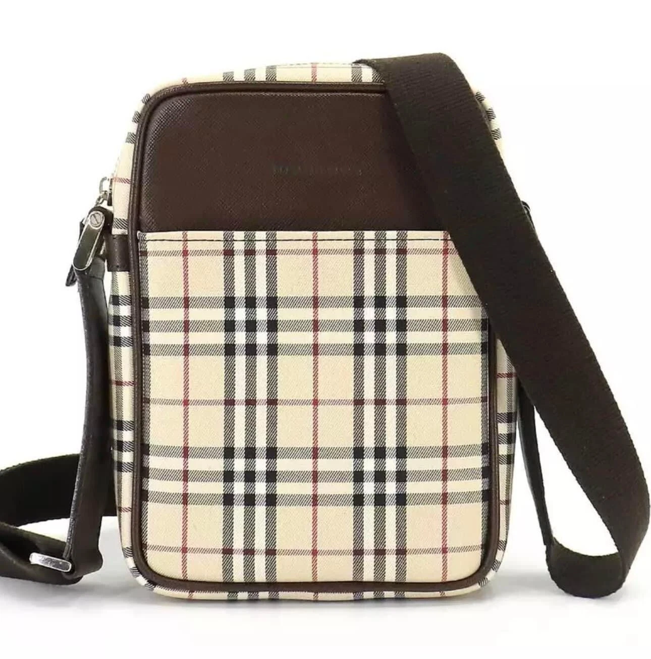 Authentique sac à bandoulière Burberry à carreaux sac croisé sac à bandoulière marron petit