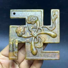 China Antique Old Jade Collection Pendant Tibetan Buddhism Blessing Ornament