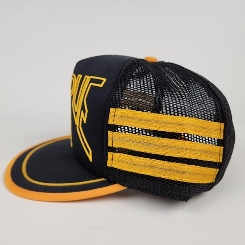 Vintage Purdue Boilermakers Snapback Hat 3 Stripes Gem Hour Black Mesh 70s - Picture 2 of 8