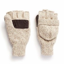 HOT SHOT Men  s The Sentry Wool Fingerless Pop-Top Mittens   Oatmeal, Insulated