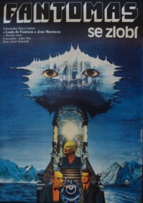 FANTOMAS SE DECHAINE Czech A1 movie poster LOUIS DE FUNES JEAN MARAIS R1986 NM