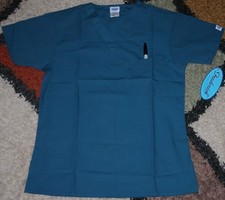 Frederick V neck Scrub Top W/ Top pocket side slit Caribbean Sz XS