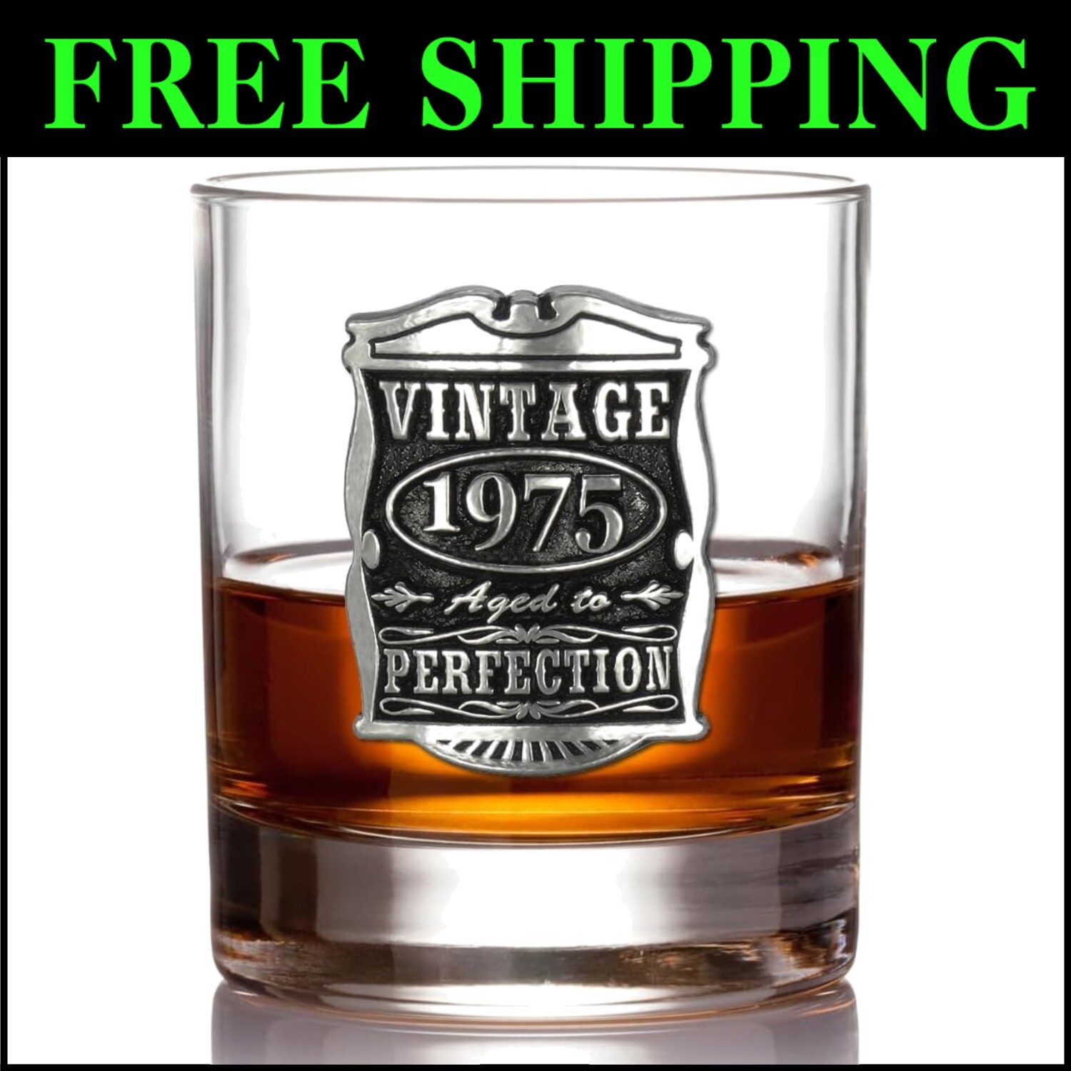 Vintage 1975 Whisky Rocks Glass Set - Perfect 50th Birthday or Anniversary Gift Idea-image
