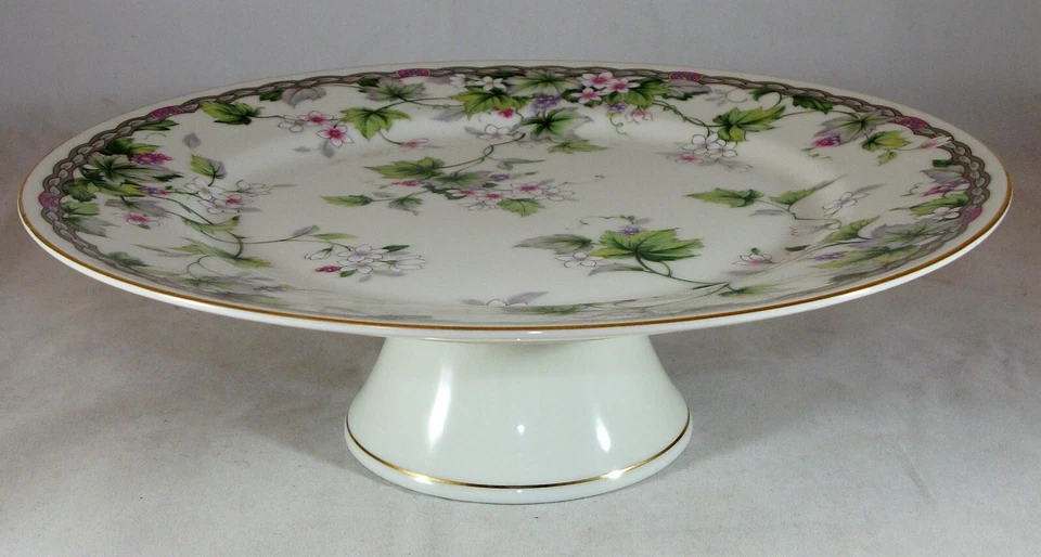 MONICA Andrea by Sadek 10.5" PLATO DE PASTEL CON PATAS sobre soporte de pedestal, vides de uva Foto 2 de 4