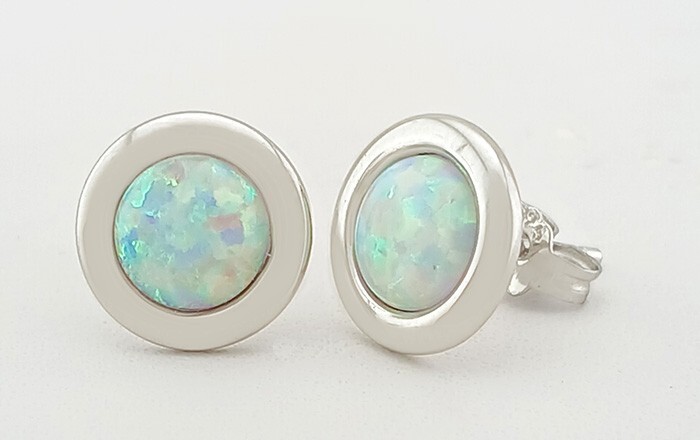 GENUINE 1.26 Cts OPAL STUD EARRING .925 STERLING SILVER - New With Tag