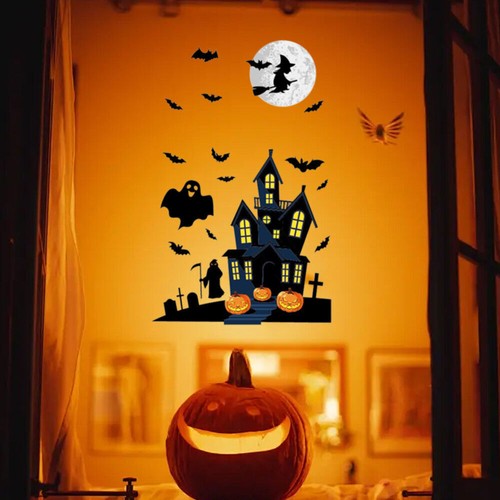 Ghost Bat Witch Window Sticker Halloween Glass Sticker Haunted Electrostatic PVC - Picture 8 of 12