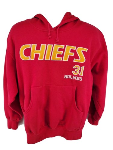 Kansas City Chiefs Vintage Majestic Priest Holmes Stitched Hoodie Size M Red - Picture 2 of 8