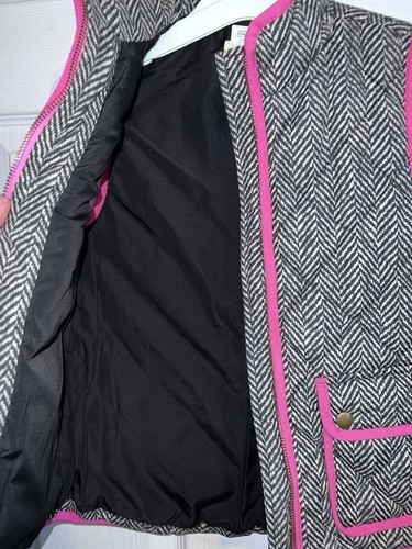 CREWCUTS Girls Gray Herringbone Pink Trim Zipper Puffer Vest Sz 6/7 - Picture 5 of 7