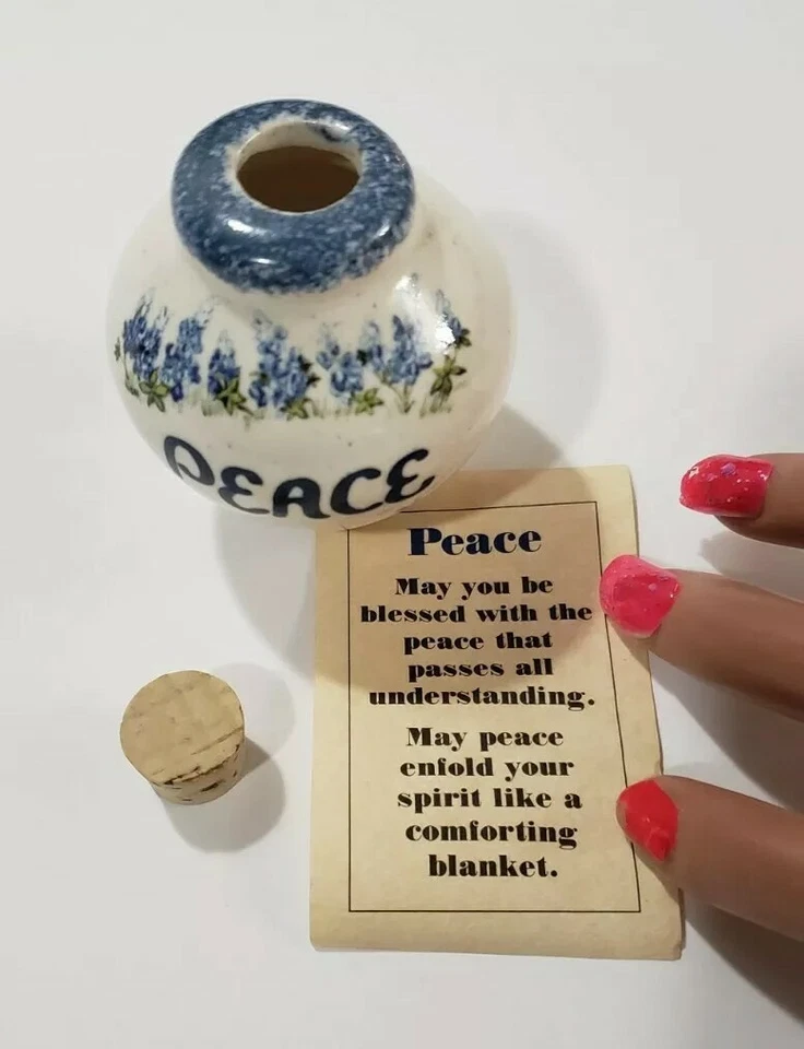 MENSAJE DE DESPLAZAMIENTO 'Que seas bendecido con la paz' interior 21/4"T BOTELLA DE CERÁMICA PAZ  Foto 3 de 4