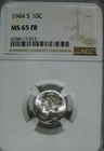 1944 S  Silver Mercury Dime. NGC MS 64 FB