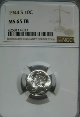 1944 S  Mercury Dime. NGC MS 64 FB