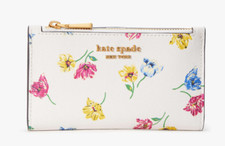 Kate Spade Morgan Tulip Toss Print Small Slim Bifold Wallet Card Case NWT 