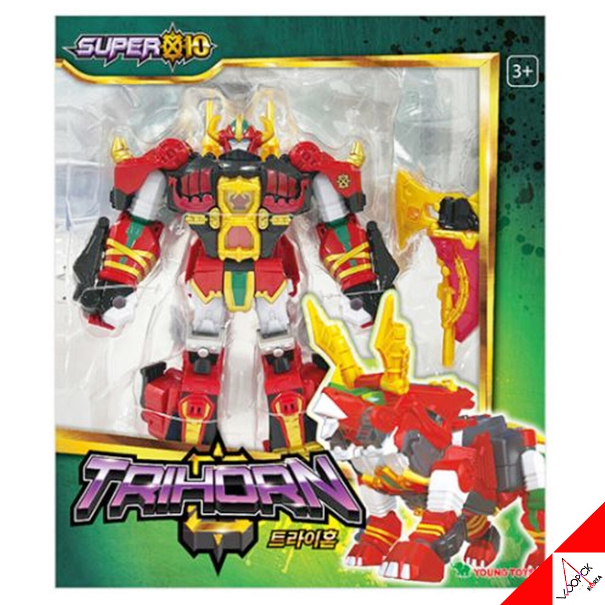 SUPER10 TRIHORN Red Captain Viking Transformer Robot Action Toy