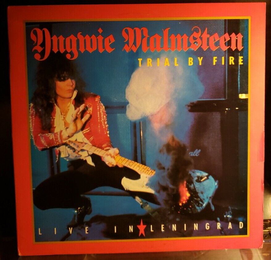 YNGWIE MALMSTEEN Trial By Fire Live In Leningrad Gold Stamped Promo 1989 LP VG+