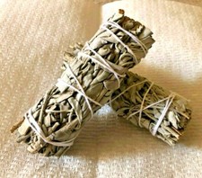 Lot of 2 White Sage Smudge Stick 4" - 5" Herb House Cleansing Negativity Removal