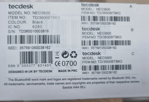 TECKDESK 3600 NEO3600 TD/3600BTBTBK3 BLACK SIM CARD DESK PHONE (rbd7.1) - 第 4/4 張圖片