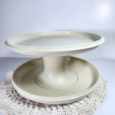 Tupperware 3 Piece Serve It All Pedestal Pie Cake Stand Cheese and Cracker Dish