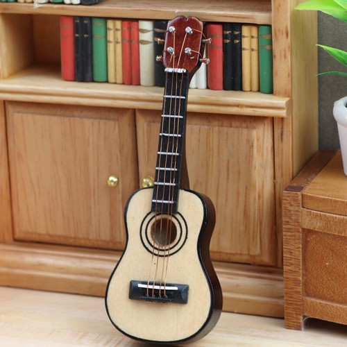 1/12 Scale Dollhouse Miniatures Musical Instrument Classic Folk Electric Guitar - Picture 3 of 10