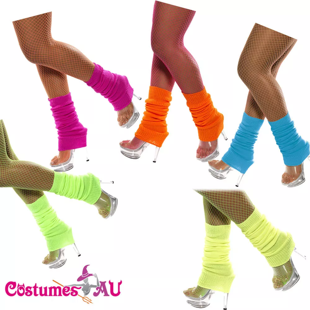 Womens Ladies Party Legwarmers Knitted Neon Dance 80s Costume