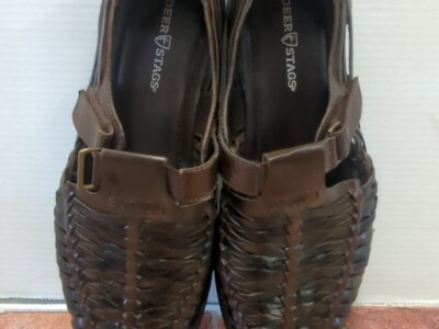 Deer Stags Bamboo2 Mens Dark Brown Woven Leather Huarache Fisherman Sandals 13M Men main image 3